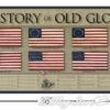 A poster of the american flag with six flags on it.