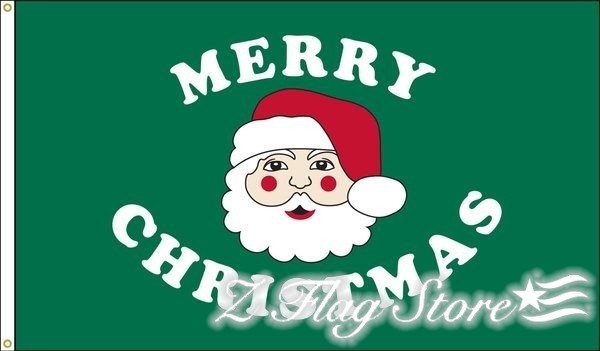 A green merry christmas sign with santa clause