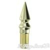 A gold colored metal object with a pointed tip.