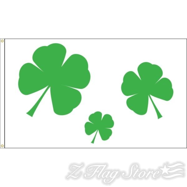 A group of three green clovers on top of a white background.