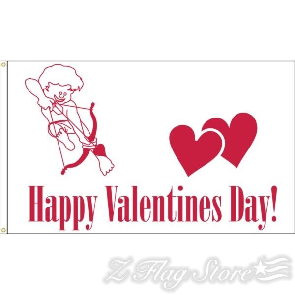 A red and white flag with the words " happy valentines day !"