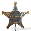 A star shaped veteran badge with the word " veteran " written on it.