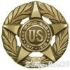A gold medal with the words world war us written on it.