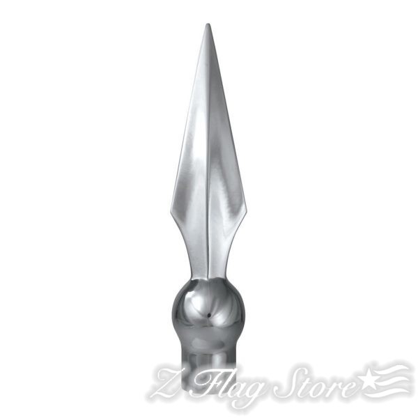 A silver metal object with a pointed tip.