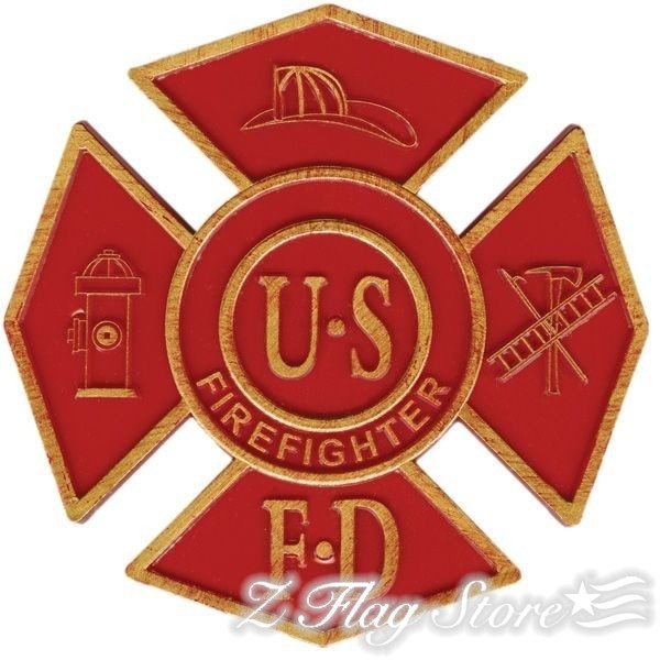 A red and gold fire department logo.